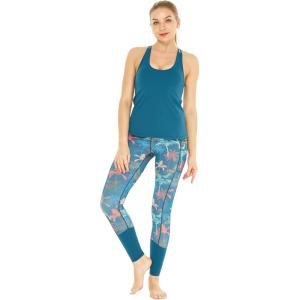 imageHawaii Hangover Womens Athletic Sportswear Solid Tank Top and Patterned Legging SetCrayon Palms Green
