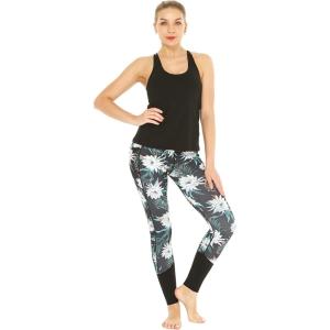 imageHawaii Hangover Womens Athletic Sportswear Solid Tank Top and Patterned Legging SetWispy Cereus Black