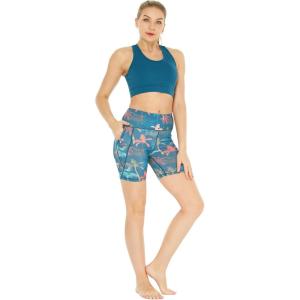 imageWomens Athletic Sportswear Solid Bra Top and Patterned Bike Shorts SetCrayon Palms Green