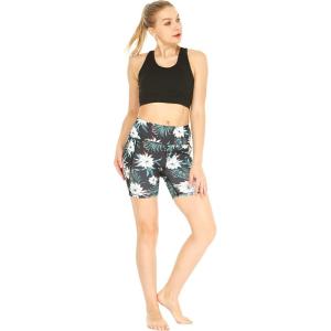 imageWomens Athletic Sportswear Solid Bra Top and Patterned Bike Shorts SetWispy Cereus Black