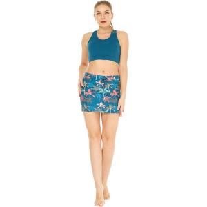 imageWomens Athletic Sportswear Solid Bra Top and Patterned Skorts with Tights SetCrayon Palms Green
