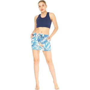 imageWomens Athletic Sportswear Solid Bra Top and Patterned Skorts with Tights SetFirebird Blue White