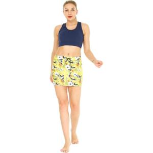 imageWomens Athletic Sportswear Solid Bra Top and Patterned Skorts with Tights SetGarden Poppy Yellow