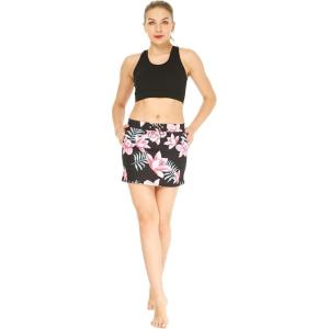 imageWomens Athletic Sportswear Solid Bra Top and Patterned Skorts with Tights SetLotus and Orchid Black