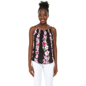 imageHawaii Hangover Womens Hawaiian Spaghetti Strap Top in Pink Hibiscus VinePink Black Hibiscus Vine