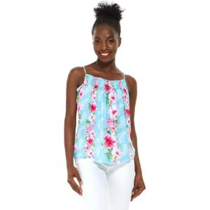 imageHawaii Hangover Womens Hawaiian Spaghetti Strap Top in Pink Hibiscus VinePink Turquoise Hibiscus Vine