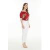 imageWomens Hawaiian OffShoulder Smock Top in Pink Hibiscus VinePineapple Garden Burgundy