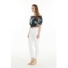 imageWomens Hawaiian OffShoulder Smock Top in Pink Hibiscus VinePineapple Garden Navy