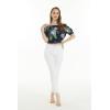 imageWomens Hawaiian OffShoulder Smock Top in Pink Hibiscus VinePineapple Garden Navy
