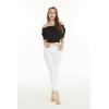 imageWomens Hawaiian OffShoulder Smock Top in SolidSolid Black