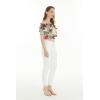 imageWomens Hawaiian OffShoulder Smock Top in Tropical PrintsNeon Sunset