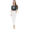 imageWomens Hawaiian OffShoulder Smock Top in Pink Hibiscus VinePineapple Garden Navy