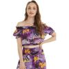 imageWomens Hawaiian OffShoulder Smock Top in Tropical PrintsSunset Purple