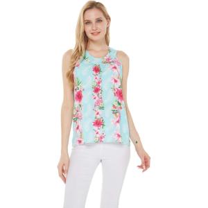 imageHawaii Hangover Womens Hawaiian Tank Top in Pink Hibiscus VinePink Turquoise Hibiscus Vine
