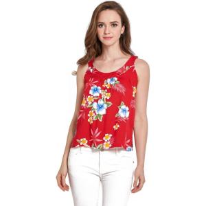 imageWomens Hawaiian Floral Tank Top in Hibiscus Pattern 3 ColorsHibiscus Red