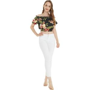 imageWomens Hawaiian OffShoulder Smock Top in RafelsiaBlack Rafelsia