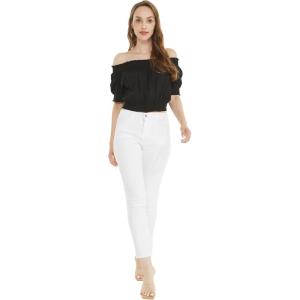 imageWomens Hawaiian OffShoulder Smock Top in SolidSolid Black