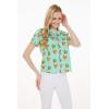 imageWomens Hawaiian Lady Aloha Shirt in Pineapple with Glasses in TurquoisePineapple With Glasses in Turquoise
