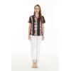 imageWomens Hawaiian Lady Aloha Shirt in Pink Hibiscus Vine BlackPink Hibiscus Vine Black