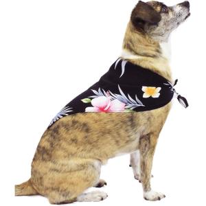 imageHawaiian Matching Pattern Dog Bandana in Hibiscus Black Size LargeBandana in Hibiscus Black