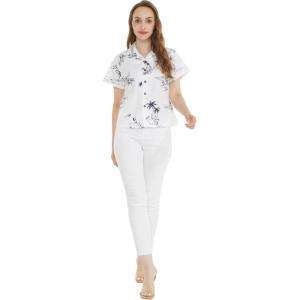 imageWomens Hawaiian Lady Aloha Shirt in Classic White MapClassic White Map