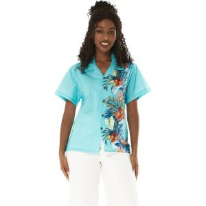 imageWomens Hawaiian Lady Aloha Shirt in Orchid Paradise NavyOrchid Paradise Turquoise