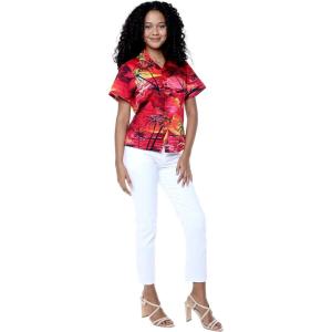 imageWomens Hawaiian Lady Aloha Shirt in Sunset and Dolphin in YellowSunset and Dolphin in Red