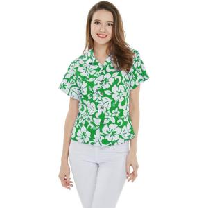 imageWomens Hawaiian Lady Aloha Shirt in Vintage Classic HibiscusVintage Classic Green Hibiscus
