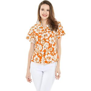 imageWomens Hawaiian Lady Aloha Shirt in Vintage Classic HibiscusVintage Classic Orange Hibiscus