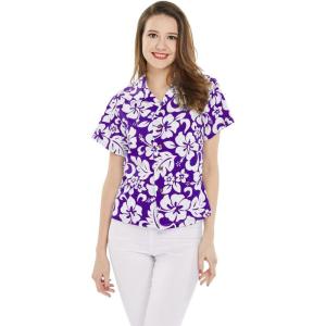 imageWomens Hawaiian Lady Aloha Shirt in Vintage Classic HibiscusVintage Classic Purple Hibiscus