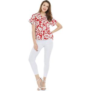 imageWomens Hawaiian Lady Aloha Shirt in Vintage Classic HibiscusVintage Classic Red Hibiscus