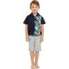 imageHawaii Hangover Boy Aloha Luau Shirt Cabana Set in Wispy Cereus BlackOrchid Paradise in Navy