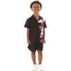 imageHawaii Hangover Boy Aloha Luau Shirt Cabana Set in Wispy Cereus BlackWatercolor Orchid Black Pink