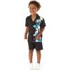 imageHawaii Hangover Boy Aloha Luau Shirt Cabana Set in Wispy Cereus BlackWatercolor Orchid Black Turquoise