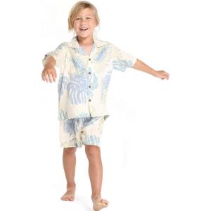 imageBoy Hawaiian Aloha Shirt in Palm Leaves in Cream Size 10