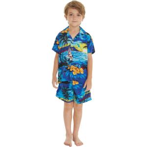 imageBoy Hawaiian Shirt or Cabana Set in Blue SunsetBlue Sunset
