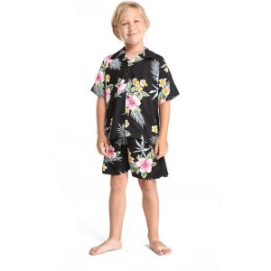 imageBoy Hawaiian Shirt or Cabana Set in Blue SunsetHibiscus Black