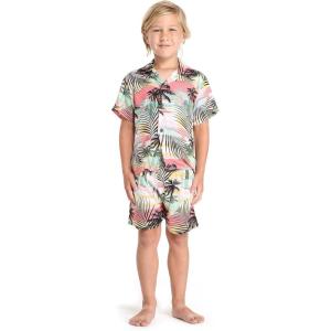 imageBoy Hawaiian Shirt or Cabana Set in Blue SunsetNeon Pastel Sunset