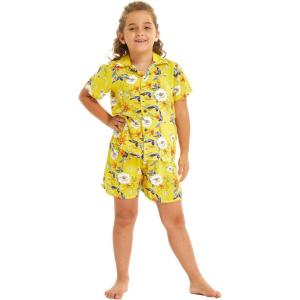 imageHawaii Hangover Boy Aloha Luau Shirt Cabana Set in Pink Hibiscus VineGarden Poppy Yellow