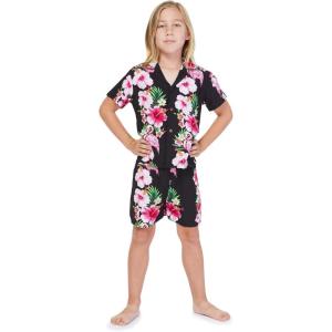 imageHawaii Hangover Boy Aloha Luau Shirt Cabana Set in Pink Hibiscus VinePink Black Hibiscus Vine