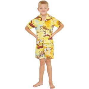 imageHawaii Hangover Boy Aloha Luau Shirt Cabana Set in Sunset with DolphinSunset With Dolphin  Yellow
