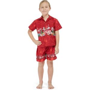 imageHawaii Hangover Boy Aloha Luau Shirt Christmas Shirt Cabana Set in Red SantaCross Santa Red
