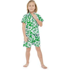 imageHawaii Hangover Boy Aloha Luau Shirt or Cabana Set in Classic Hibiscus RedVintage Classic Hibiscus  Green