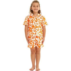 imageHawaii Hangover Boy Aloha Luau Shirt or Cabana Set in Classic Hibiscus RedVintage Classic Hibiscus  Orange