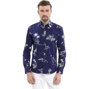 imageHawaii Hangover Mens Hawaiian Long Sleeve Shirt Aloha Shirt Classic White MapClassic Navy Map
