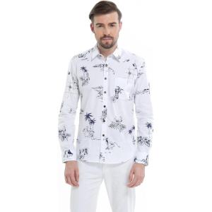 imageHawaii Hangover Mens Hawaiian Long Sleeve Shirt Aloha Shirt Classic White MapClassic White Map