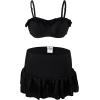 imageHawaii Hangover Mix and Match Swimwear Bikini Sets Ruffle Skirts Mesh Top 3 Piece BlackBlack