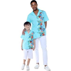 imageMatchable Hawaiian Luau Father Son Men Aloha Shirt or Boy Aloha Shirt in Orchid Paradise in TurquoiseBoy Orchid Paradise in Turquoise