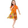 imageGirl Hawaiian Short Sleeve Shirt Dress with Tie in Pretty Tropical OrangePretty Tropical Orange