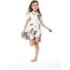 imageGirl Hawaiian Short Sleeve Shirt Dress with Tie in Pretty Tropical OrangePretty Tropical White